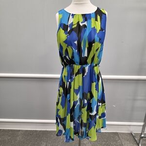 Vince Camuto Blue and Green Abstract Mini Dress